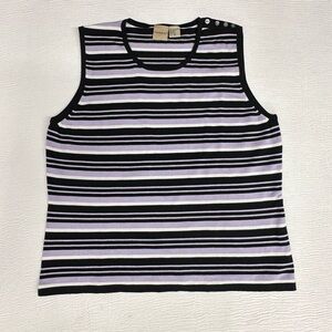 Massini Black and Lavender Purple Striped Tank Top Classy Modest